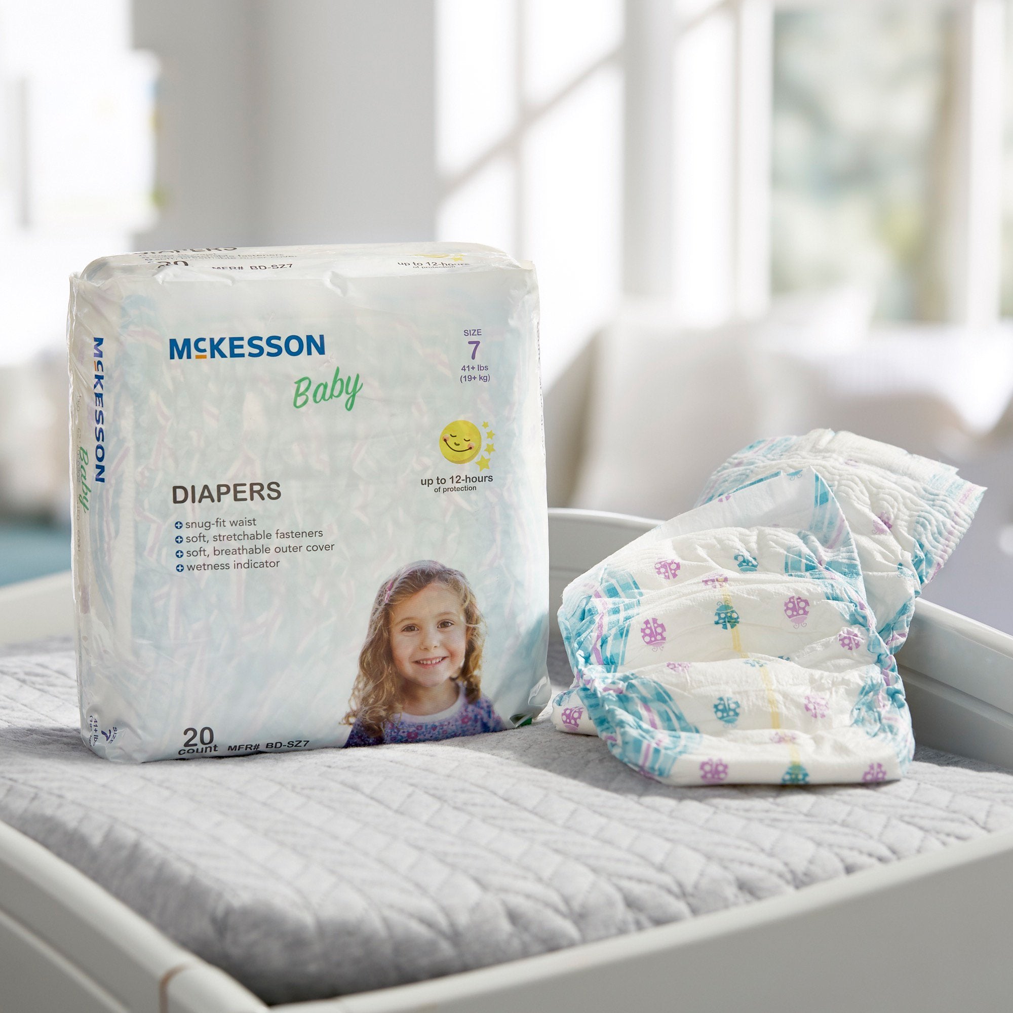 Unisex Baby Diaper McKesson Size 7 Disposable Moderate Absorbency