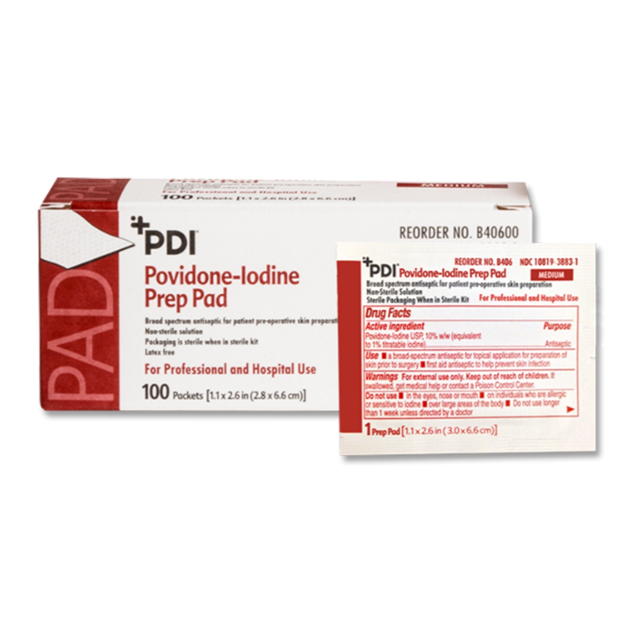 PVP Prep Pad PDI 10% Strength Povidone-Iodine Individual Packet Medium NonSterile