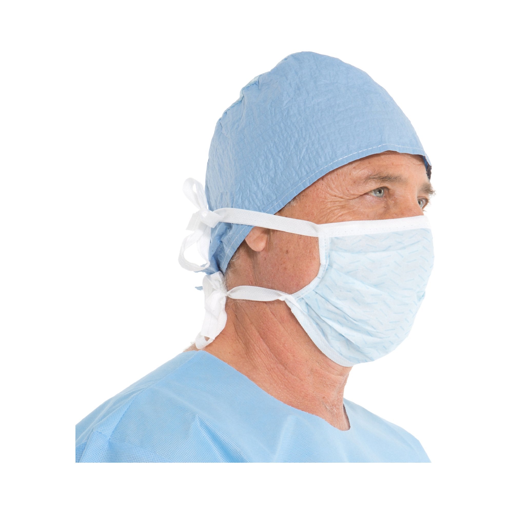 Surgical Mask Soft Touch II Pleated Tie Closure One Size Fits Most Blue NonSterile Not Rated Adult