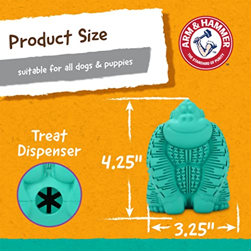Arm & Hammer for Pets Super Treadz Gorilla Dental Chew Toy for Dogs - Dog Dental Toys Reduce Plaque & Tartar Buildup Without Brushing - Safe for Dogs up to 35 Lbs