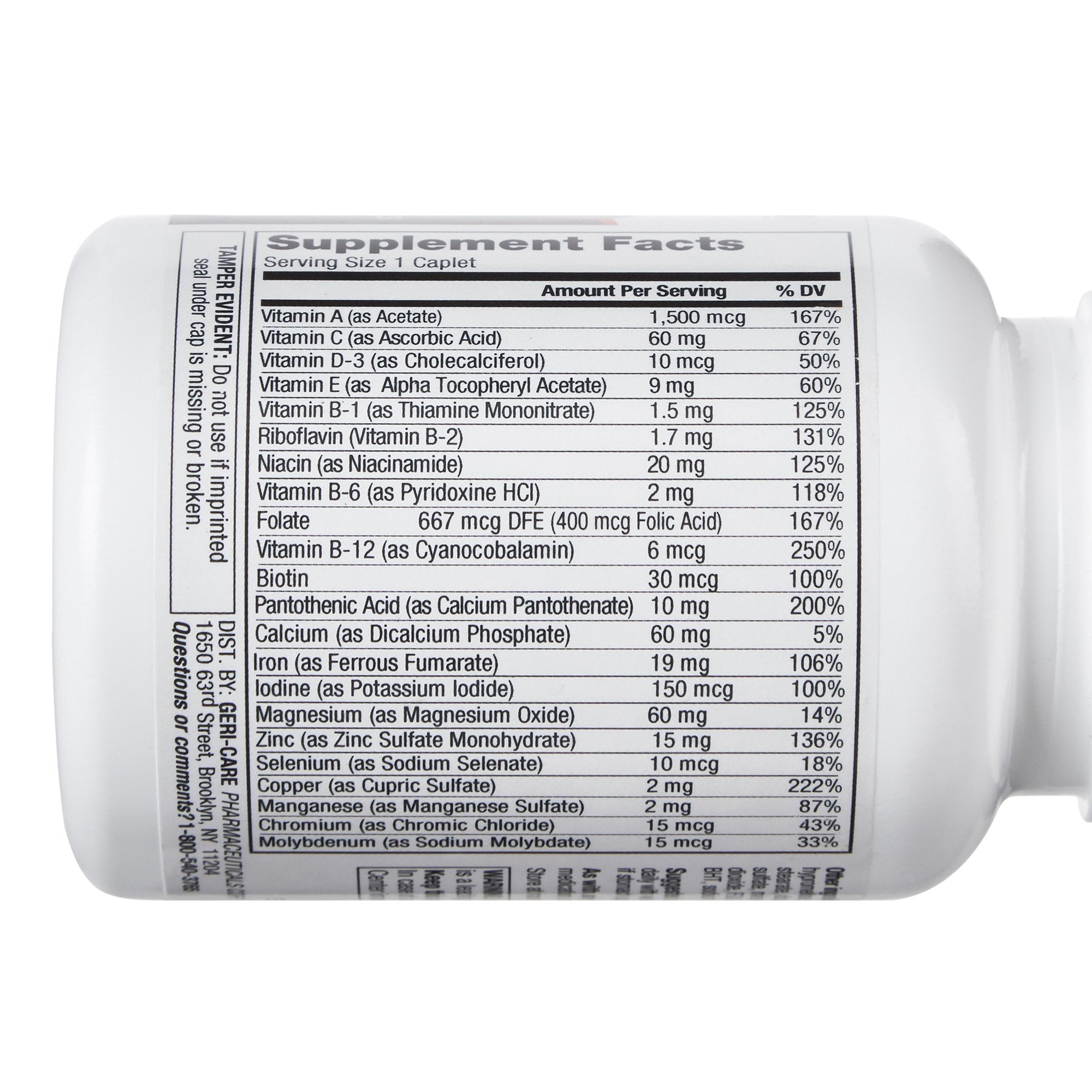 Multivitamin Supplement with Minerals Geri-Care Tablet 100 per Bottle