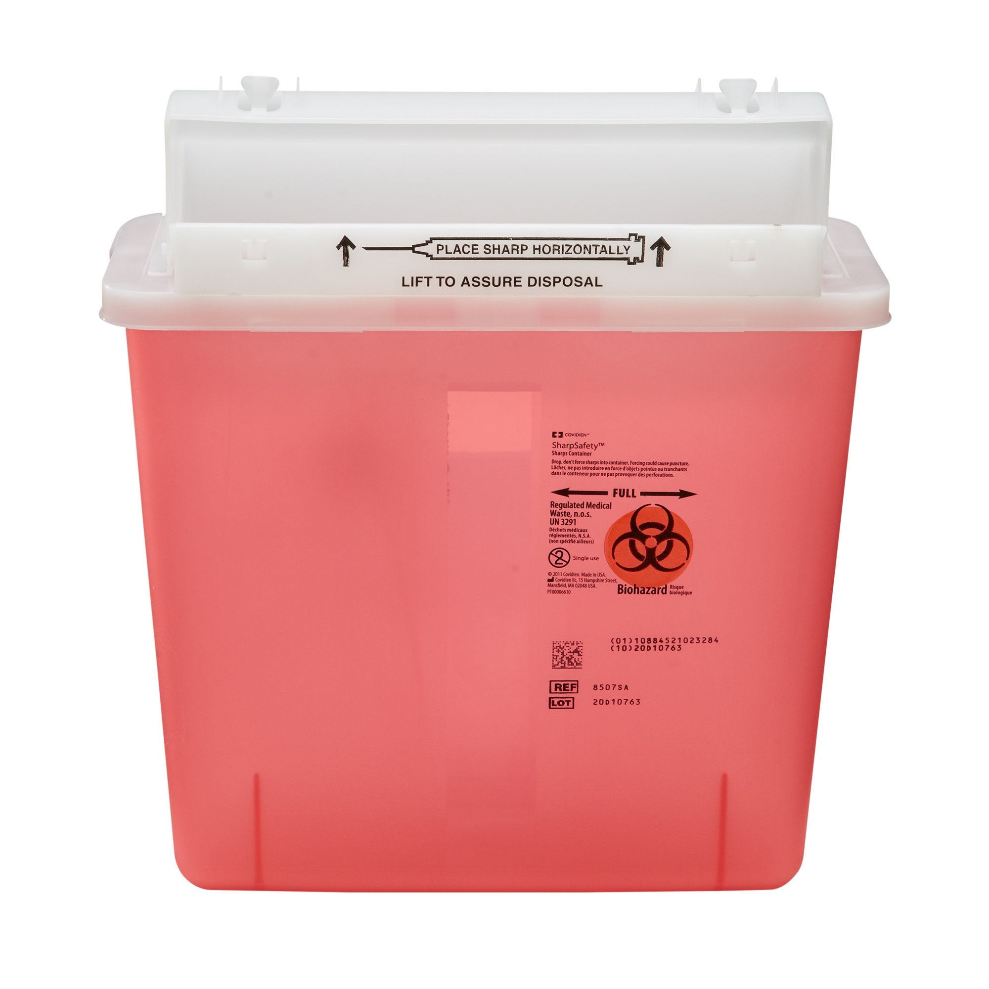 Sharps Container SharpStar In-Room Translucent Red Base 12-1/2 H X 5-1/2 D X 10-3/4 W Inch Horizontal Entry 1.25 Gallon