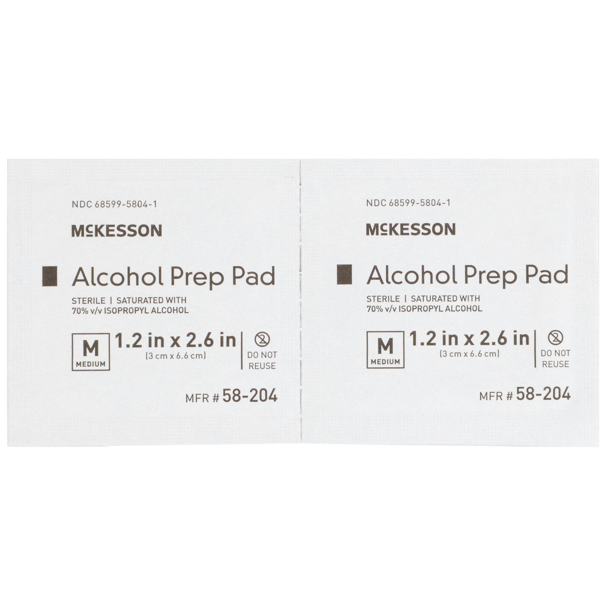 Alcohol Prep Pad McKesson 70% Strength Isopropyl Alcohol Individual Packet Medium Sterile