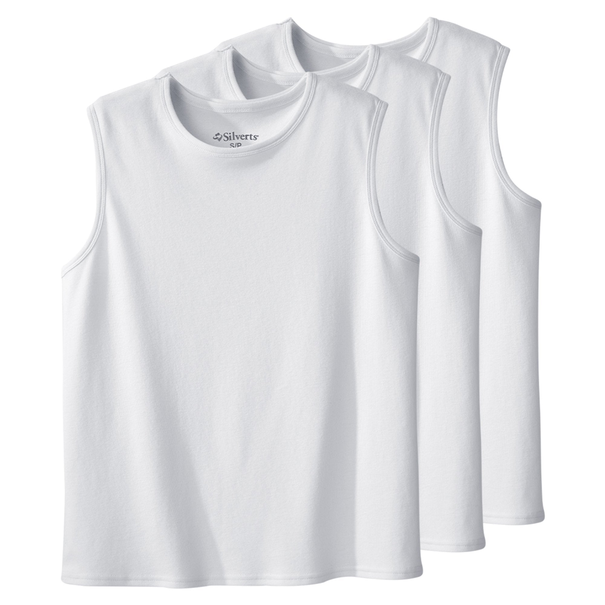 Adaptive Undershirt Silverts Small White Without Pockets Sleeveless Female