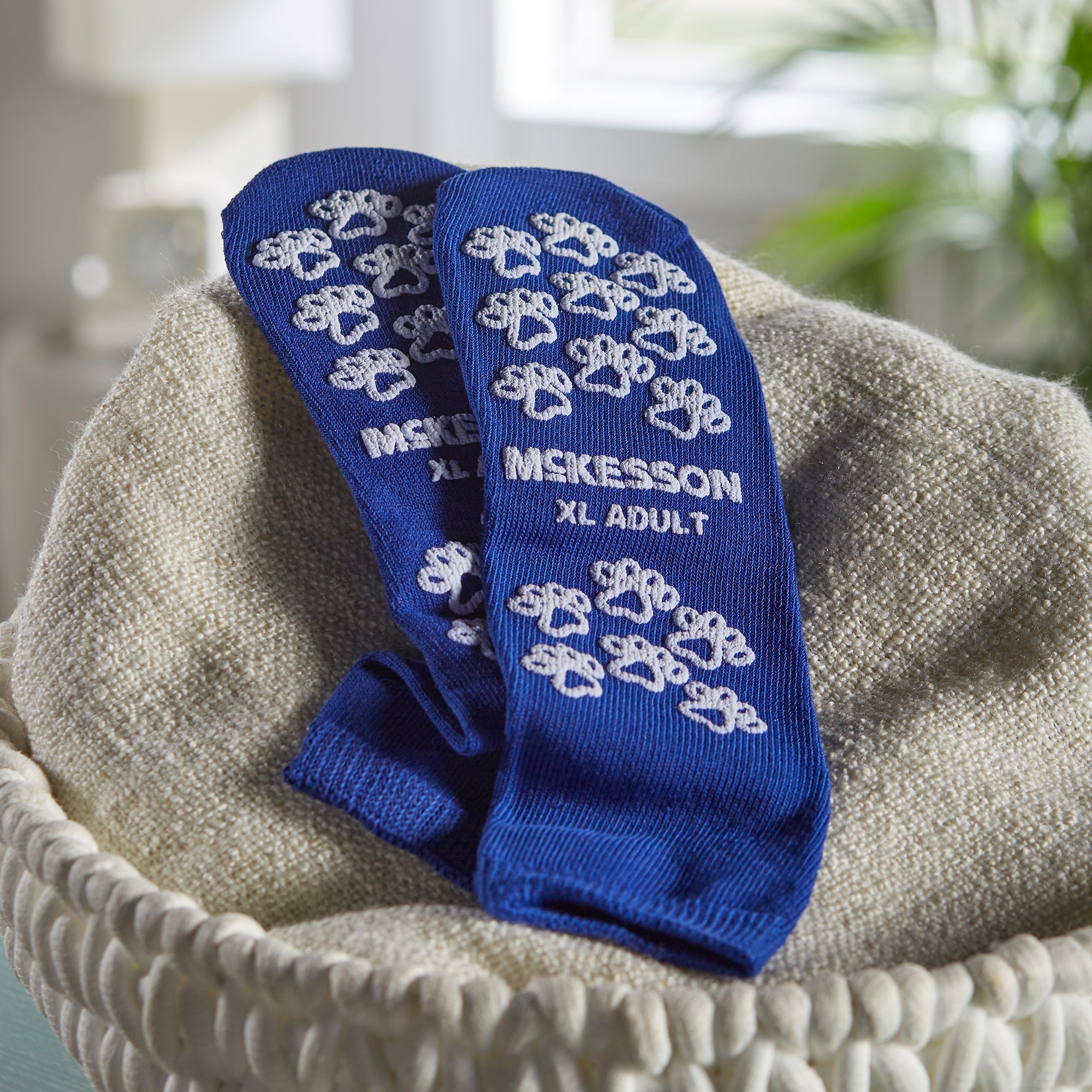 Slipper Socks McKesson Terries X-Large Royal Blue Above the Ankle