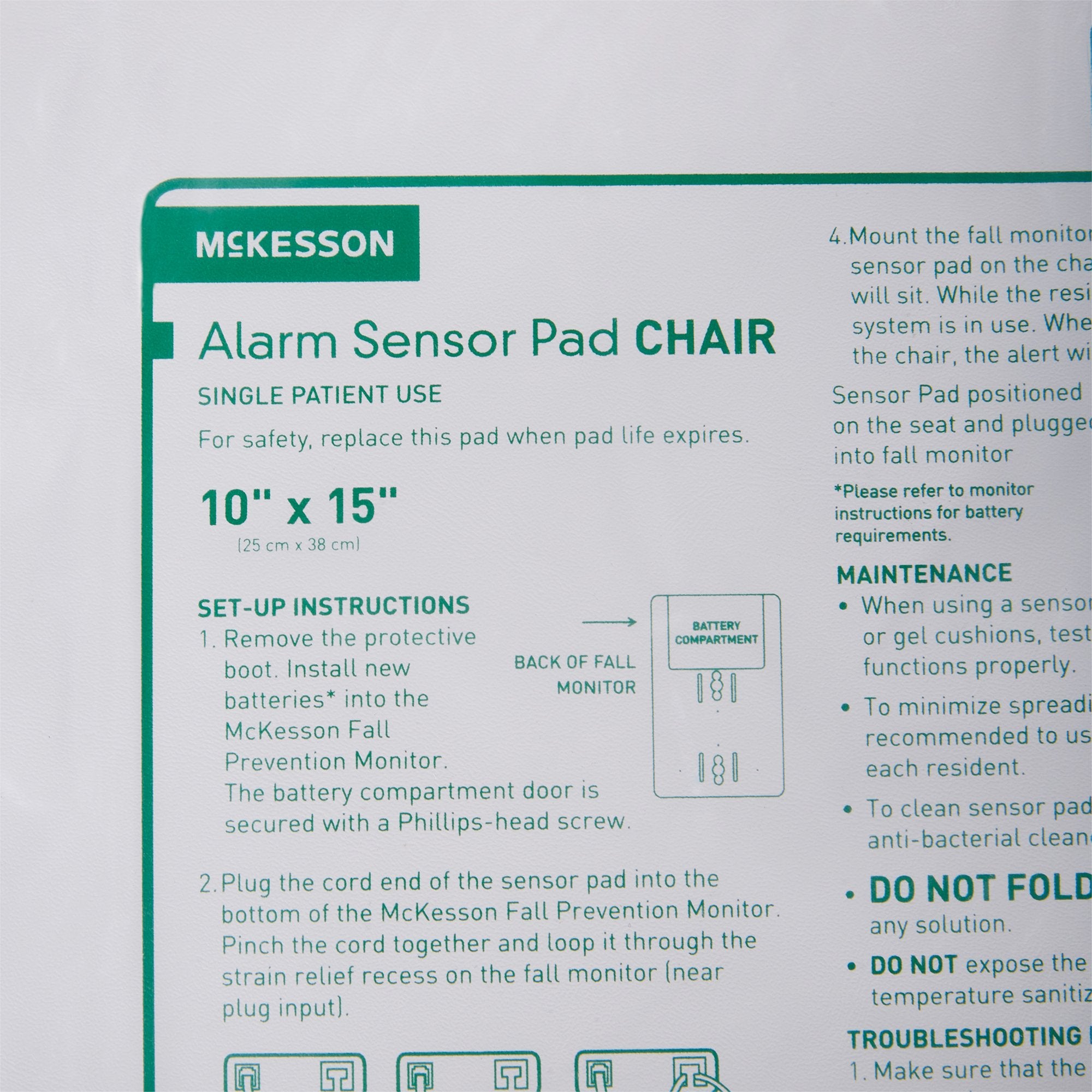 Alarm Sensor Pad McKesson Brand 10 X 15 Inch (25 cm x 38 cm)