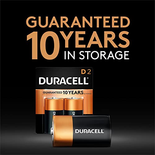 Duracell Coppertop D Batteries, 2 Count Pack, D Battery with Long-lasting Power, All-Purpose Alkaline D Battery for Household and Office Devices