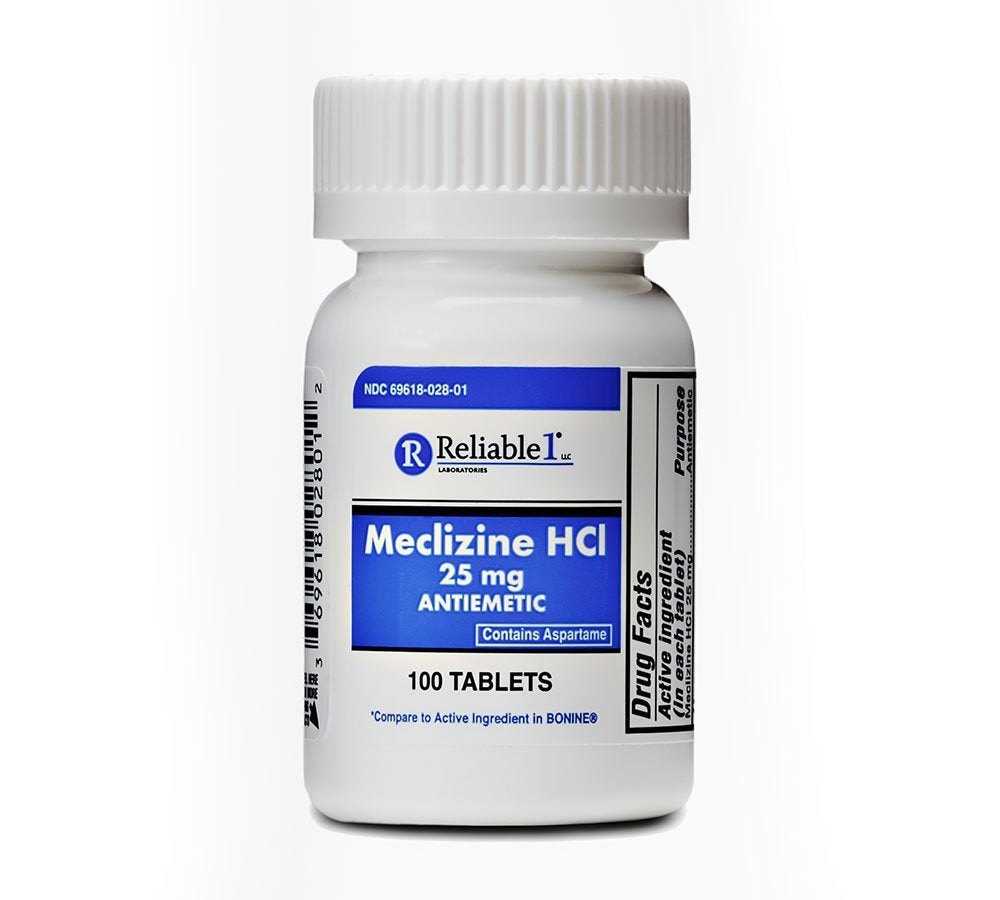 Reliable 1 Meclizine HCL 25mg 100 Tablets (6 Bottles)