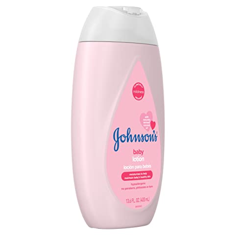 Johnson's Moisturizing Mild Pink Baby Lotion with Coconut Oil for Delicate Baby Skin, Paraben-, Phthalate- & Dye-Free, Hypoallergenic & Dermatologist-Tested, Baby Skin Care, 13.6 Fl. Oz
