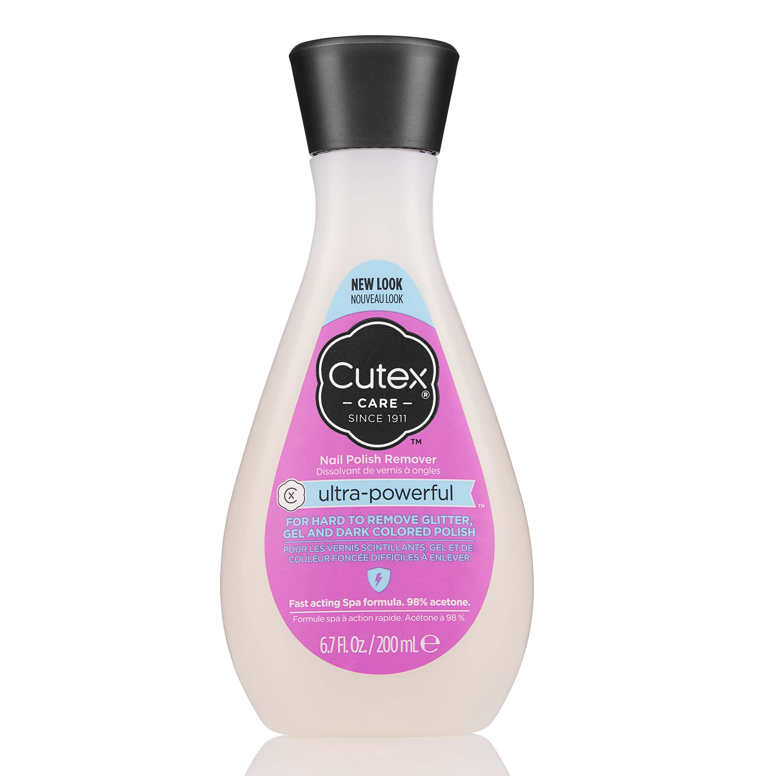 Gel Nail Polish Remover by Cutex, Ultra-Powerful & Removes Glitter and Dark Colored Paints, Paraben Free, 6.76 Fl Oz