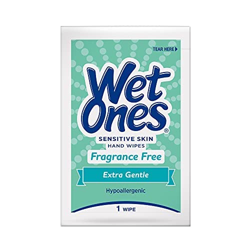 WET ONES Sensitive Skin Hand Wipes, Singles Extra Gentle Fragrance & Alcohol Free 24 ea (Pack of 5)