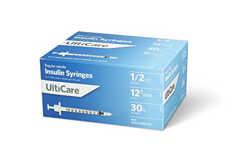 UltiCare 09355 U100 Insulin Syringe, 0.5 cc, 30 g x 1/2" (Pack of 100)