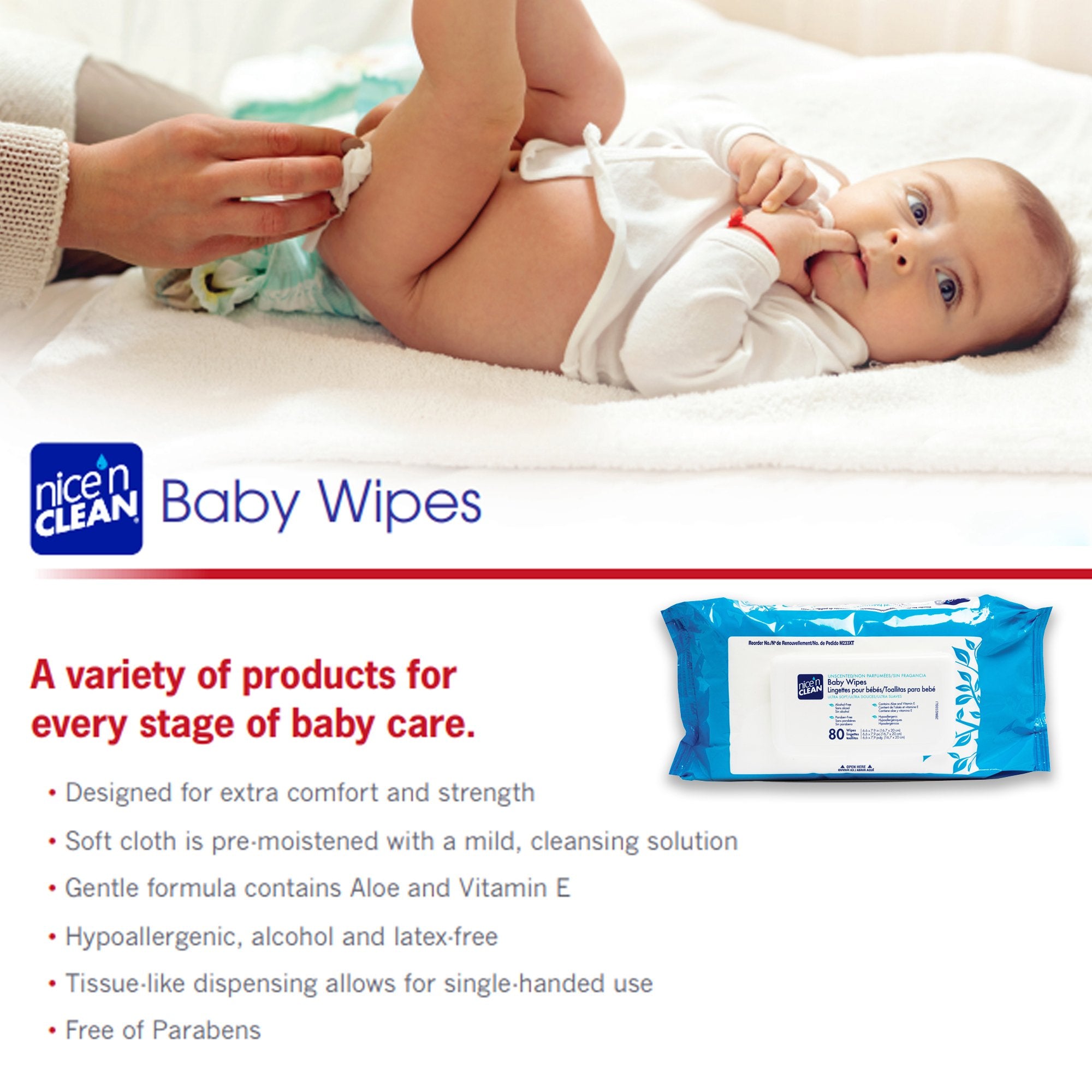 Baby Wipe Nice'n Clean Soft Pack Aloe / Vitamin E / Chamomile Unscented 80 Count