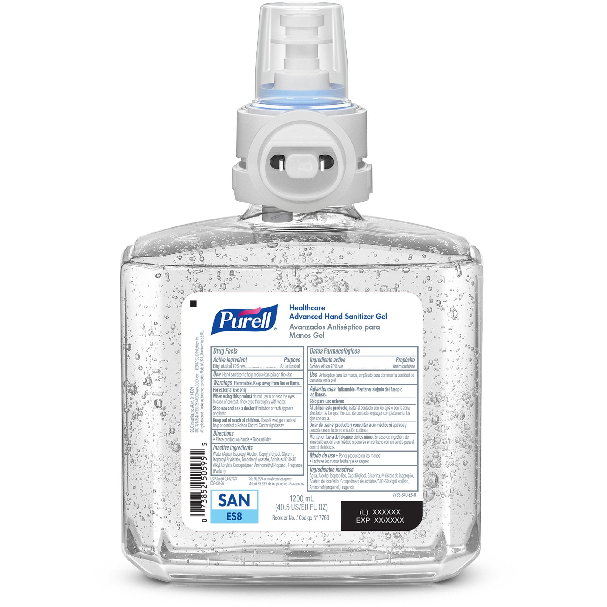 Hand Sanitizer Purell Healthcare Advanced 1,200 mL Ethyl Alcohol Gel Dispenser Refill Bottle