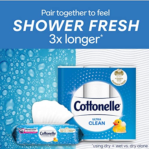 Cottonelle Flushable Wet Wipes for Adults, 2 Flip-Top Packs, 42 Wipes per Pack (84 Wipes Total)