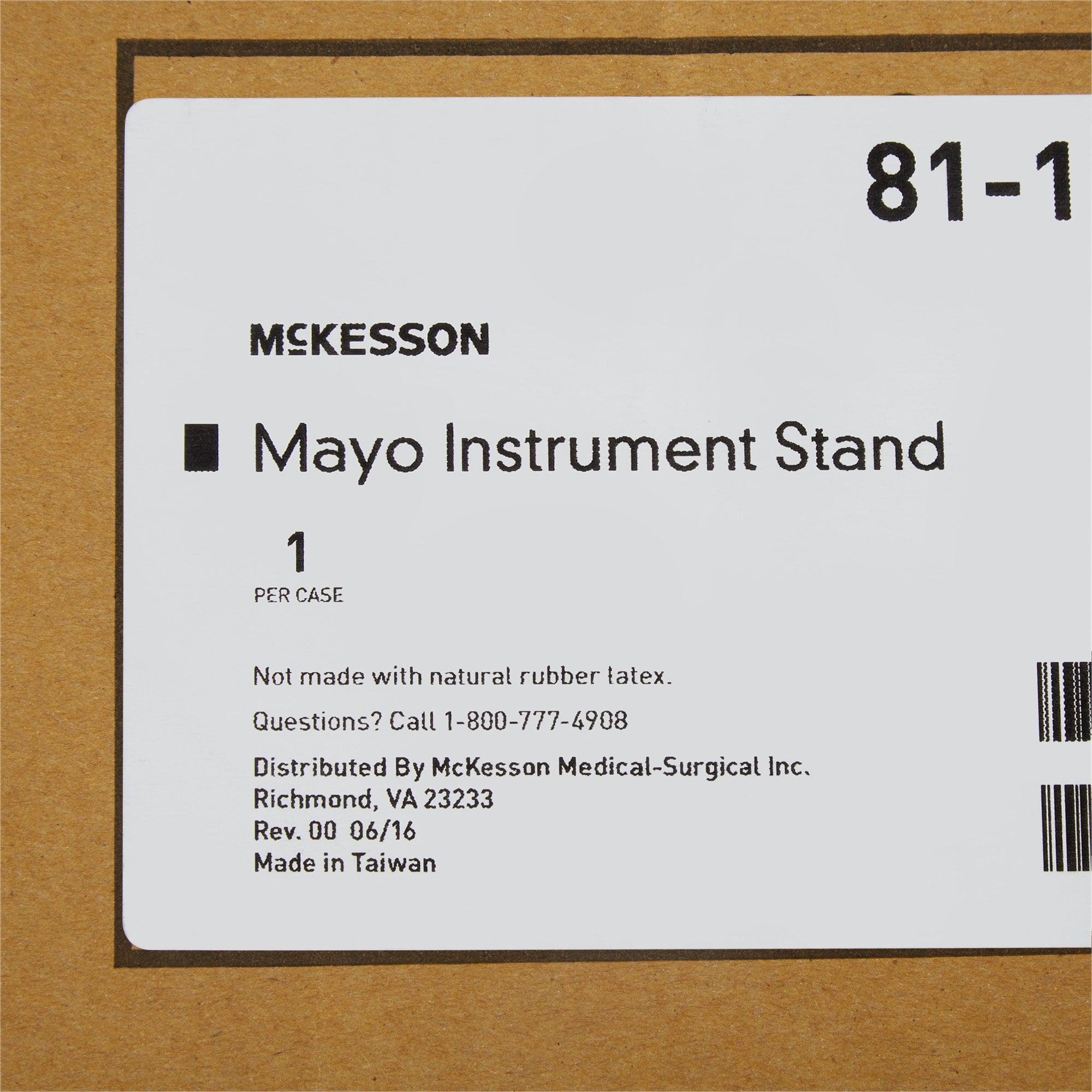 Mayo Instrument Stand McKesson 5 lbs. Tray V-Shaped Base 34 to 53 Inch Height Range 12.62 X 19.25 X 0.75 Inch