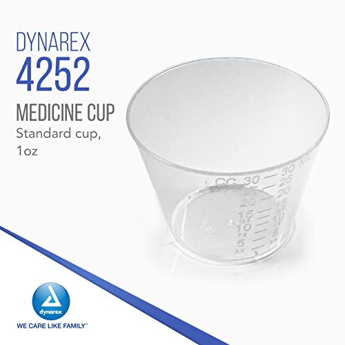Dynarex Standard Medicine Cups, 1 Oz., Made with Translucent Plastic, For Measuring and Dispensing Liquid and Medication, Easy-to-Read Graduations, 1 Case of 50 Sleeves - 100 Cups/Sleeve