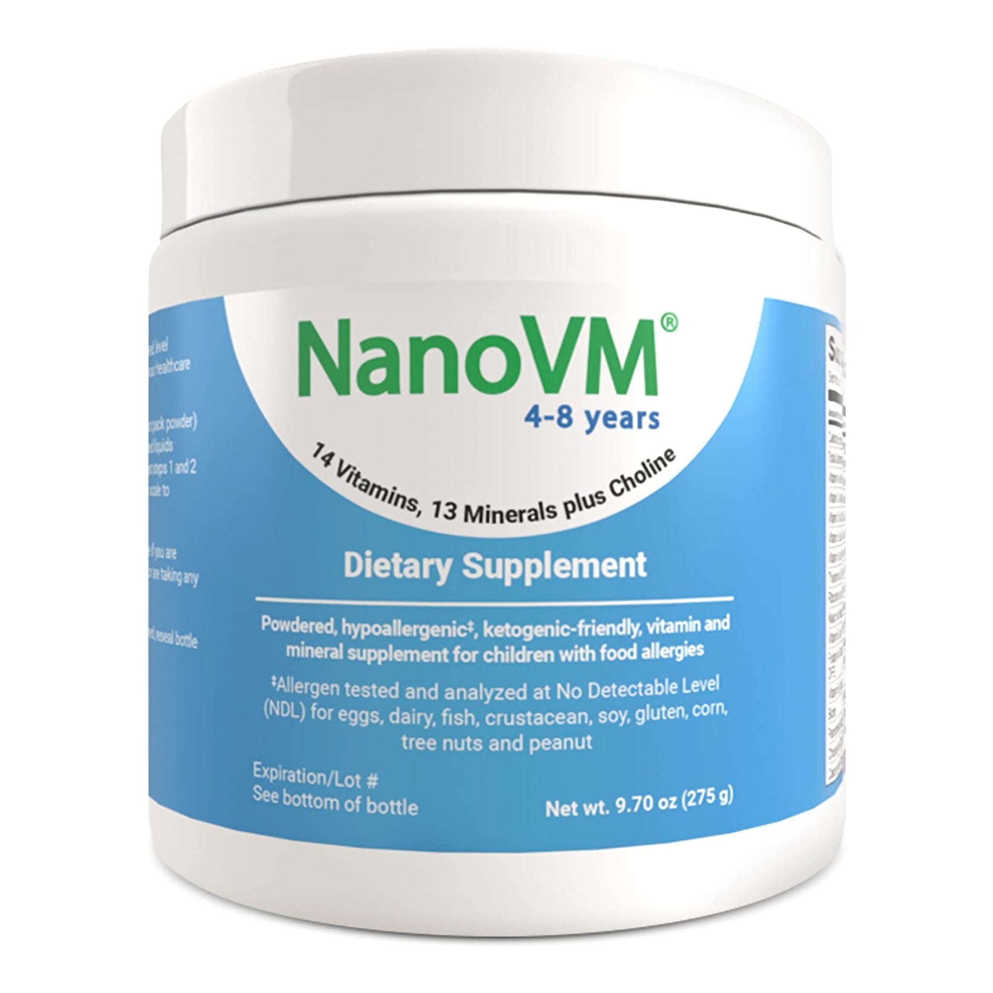Pediatric Oral Supplement NanoVM 4 - 8 Years 275 Gram Jar Powder Vitamins / Minerals Food Allergies