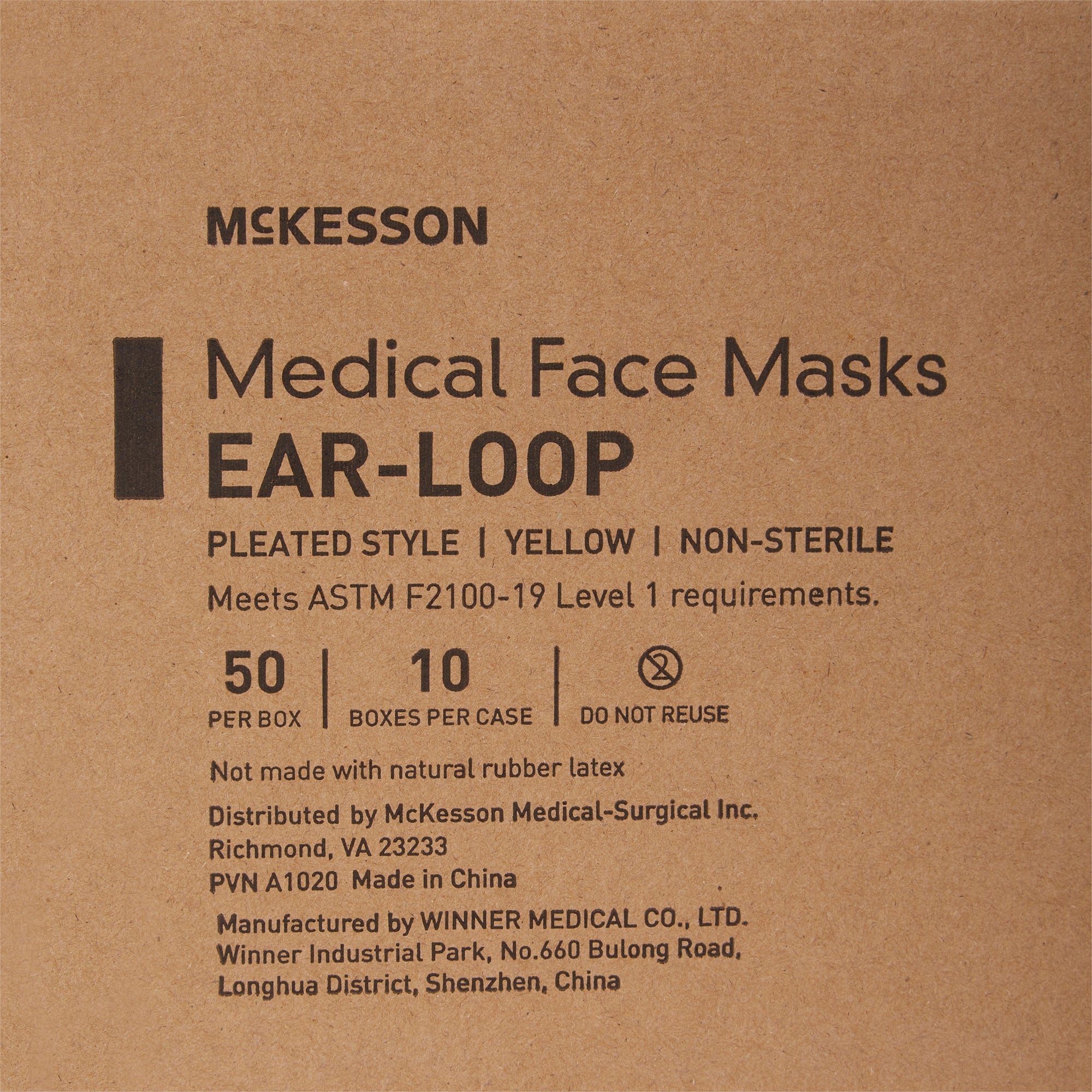 Procedure Mask McKesson Pleated Earloops One Size Fits Most Yellow NonSterile ASTM Level 1 Adult