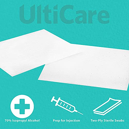 UltiCare Multi-Purpose Sterile and Antiseptic 2-Ply Alcohol Swabs: Ultra Thick and Soft, Individually Foil Wrapped, Saturated with 70% Isopropyl Alcohol, 200 Count