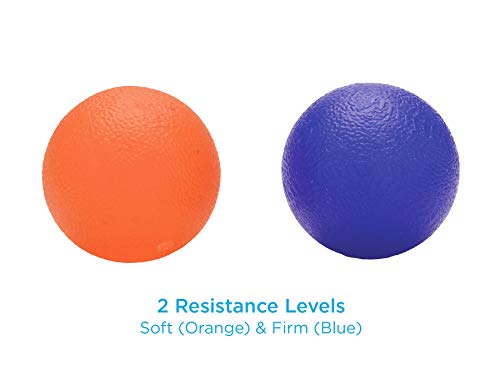 NOVA Hand Exercise Round Ball, Hand Grip Squeeze Ball for Strength, Stress and Recovery, Comes in 2 Resistance Levels - Orange Medium and Blue Firm