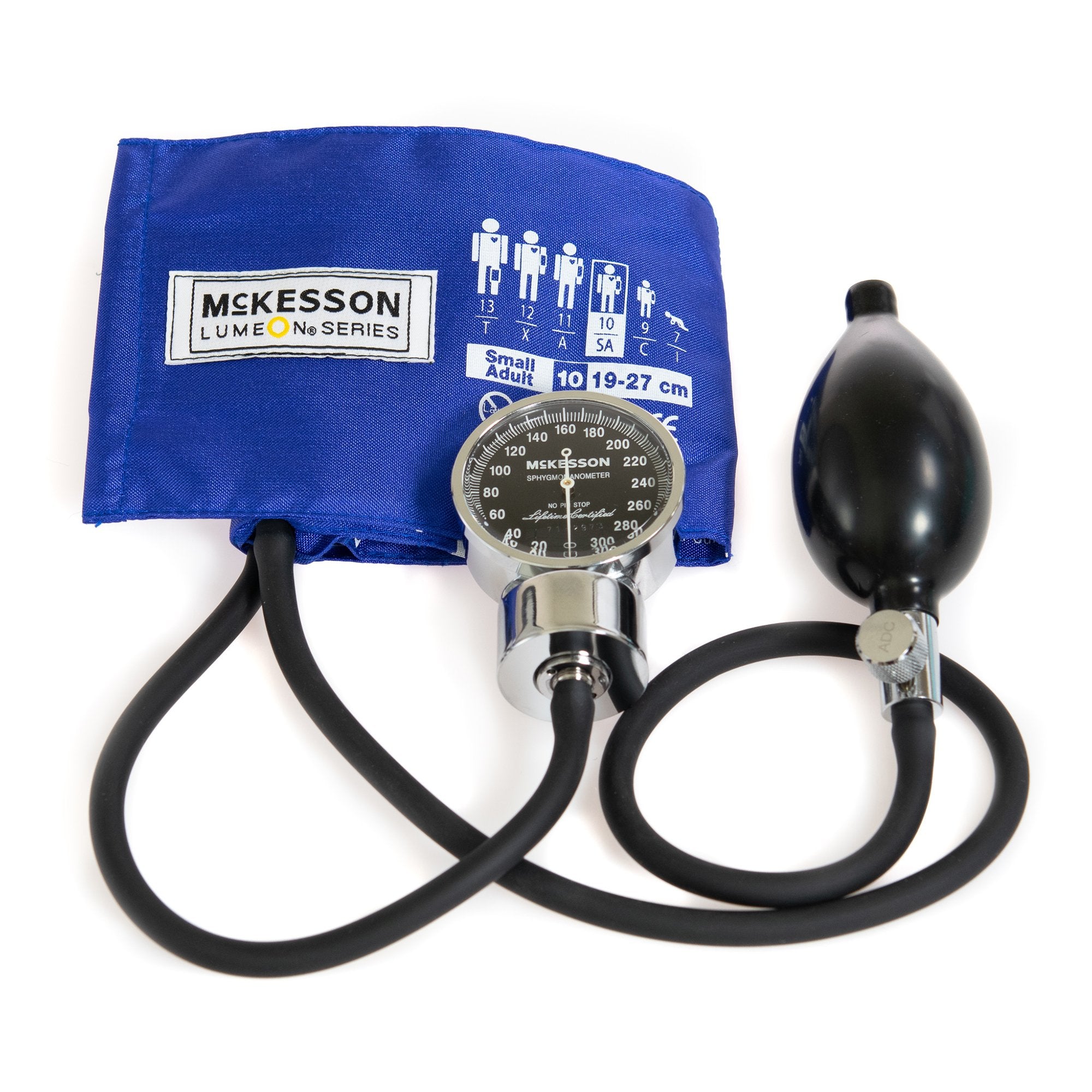 Aneroid Sphygmomanometer Unit McKesson LUMEON Small Adult Cuff Nylon Cuff 19 - 27 cm Palm Aneroid