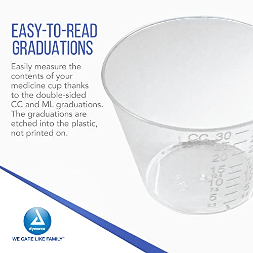 Dynarex Standard Medicine Cups, 1 Oz., Made with Translucent Plastic, For Measuring and Dispensing Liquid and Medication, Easy-to-Read Graduations, 1 Case of 50 Sleeves - 100 Cups/Sleeve