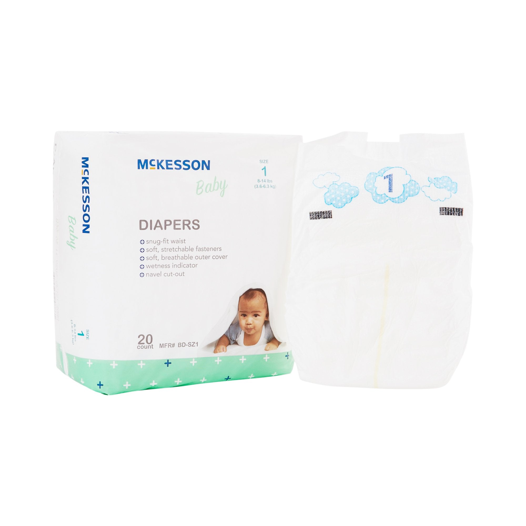 Unisex Baby Diaper McKesson Size 1 Disposable Moderate Absorbency