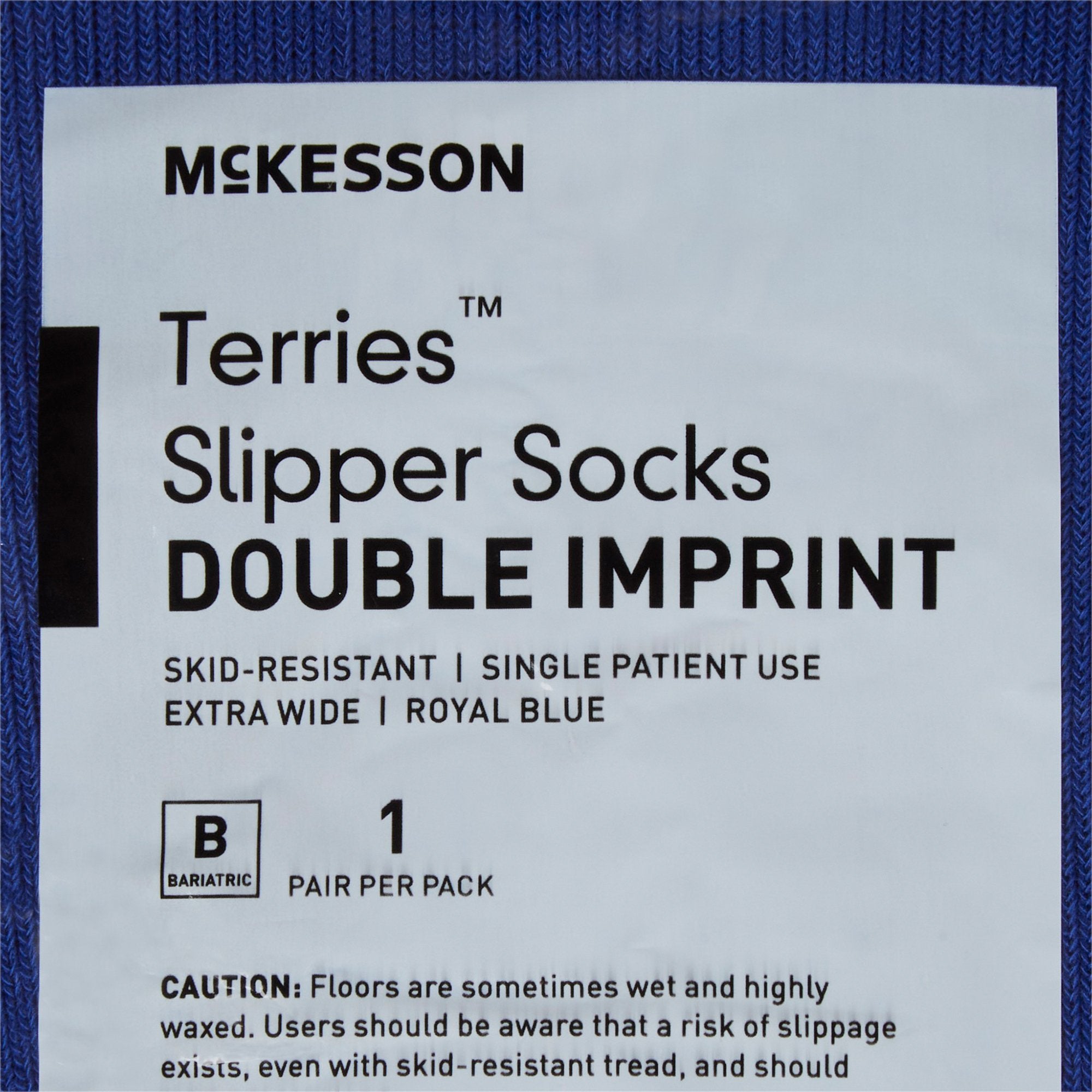 Slipper Socks McKesson Terries Bariatric / Extra Wide Royal Blue Above the Ankle