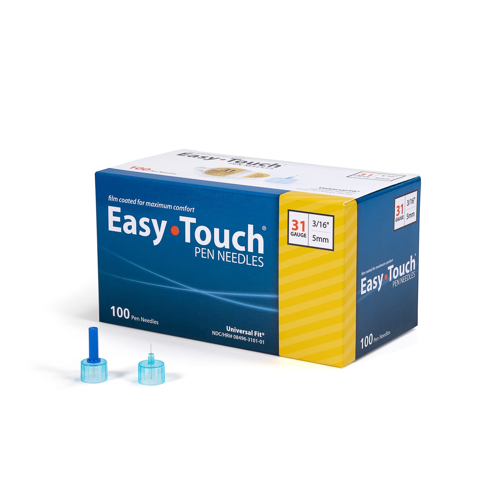 Easy Touch Insulin Pen Needles 31G, 3/16-Inch (5mm), Box of 100