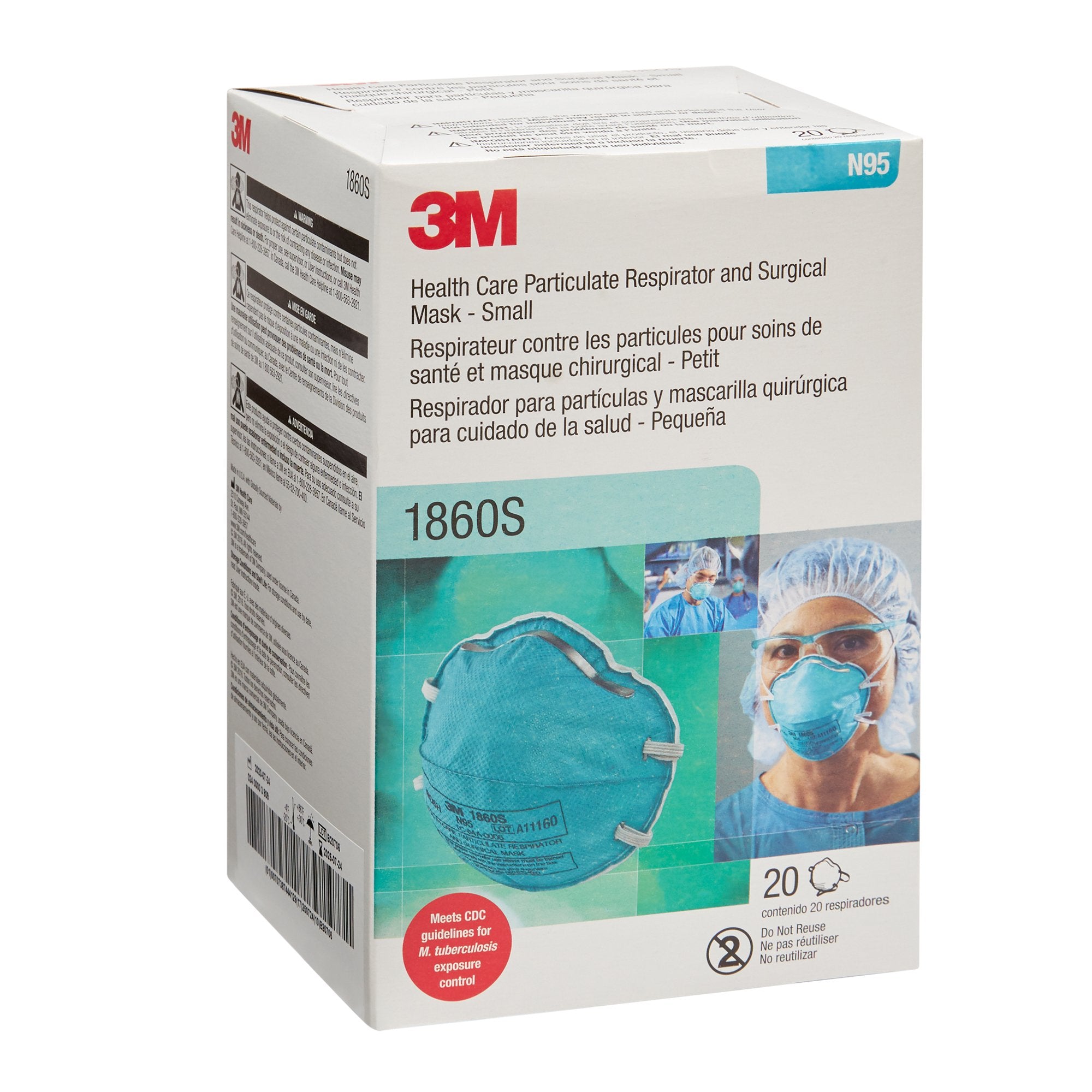 Particulate Respirator / Surgical Mask 3M Medical N95 Cup Elastic Strap Small Blue NonSterile ASTM F1862 Adult
