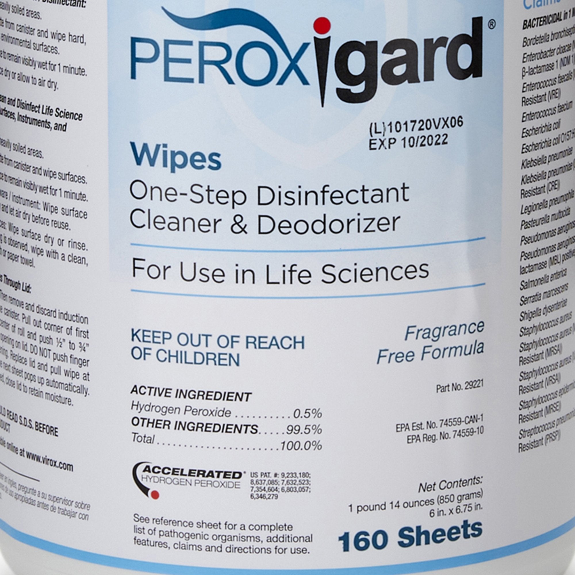 McKesson Surface Disinfectant Peroxide Based Manual Pull Wipe 160 Count Canister Light Almond Scent NonSterile