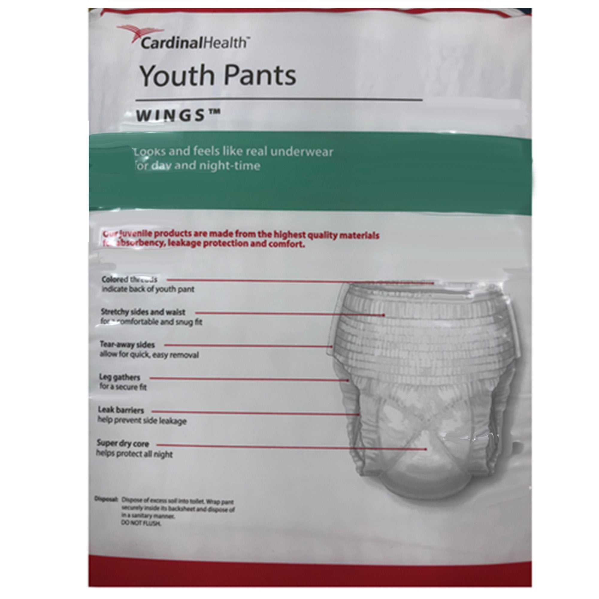 Unisex Youth Absorbent Underwear Curity Pull On with Tear Away Seams Medium Disposable Heavy Absorbency