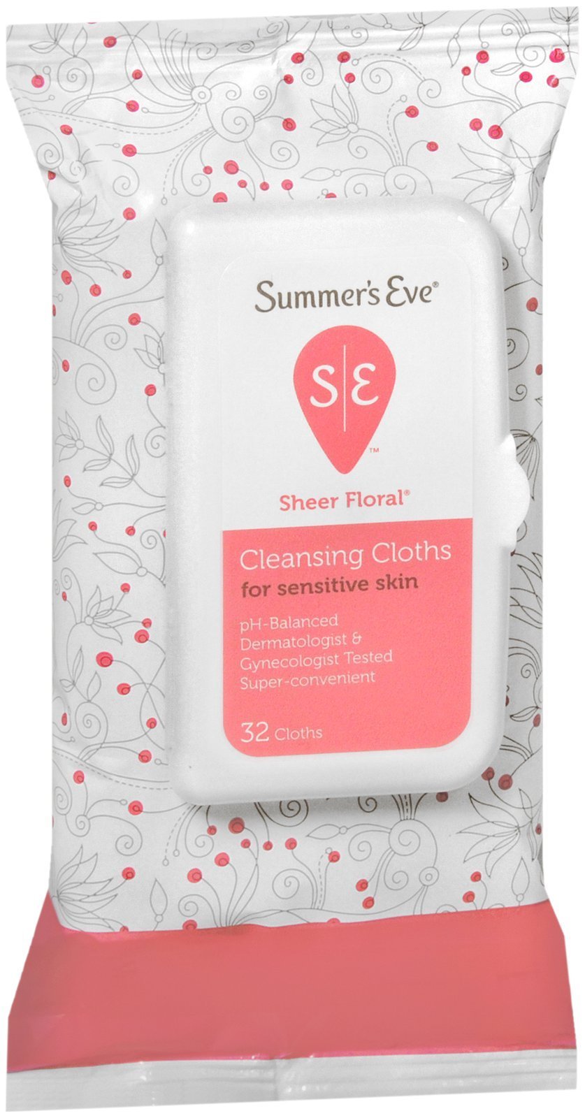 Summer's Eve Cleansing Cloths for Sensitive Skin, Floral - 32 ct