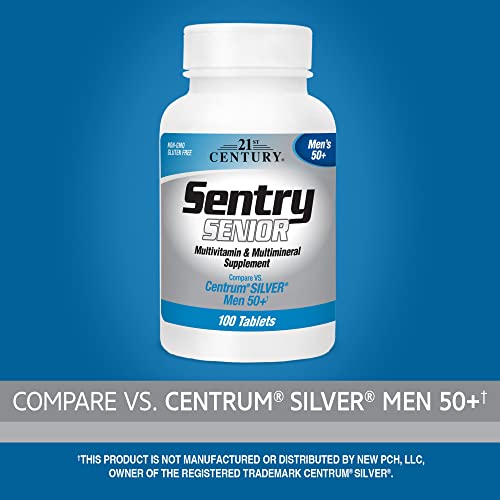 21st Century Sentry Senior Men 50Plus Tablets, White Unscented 100 Count