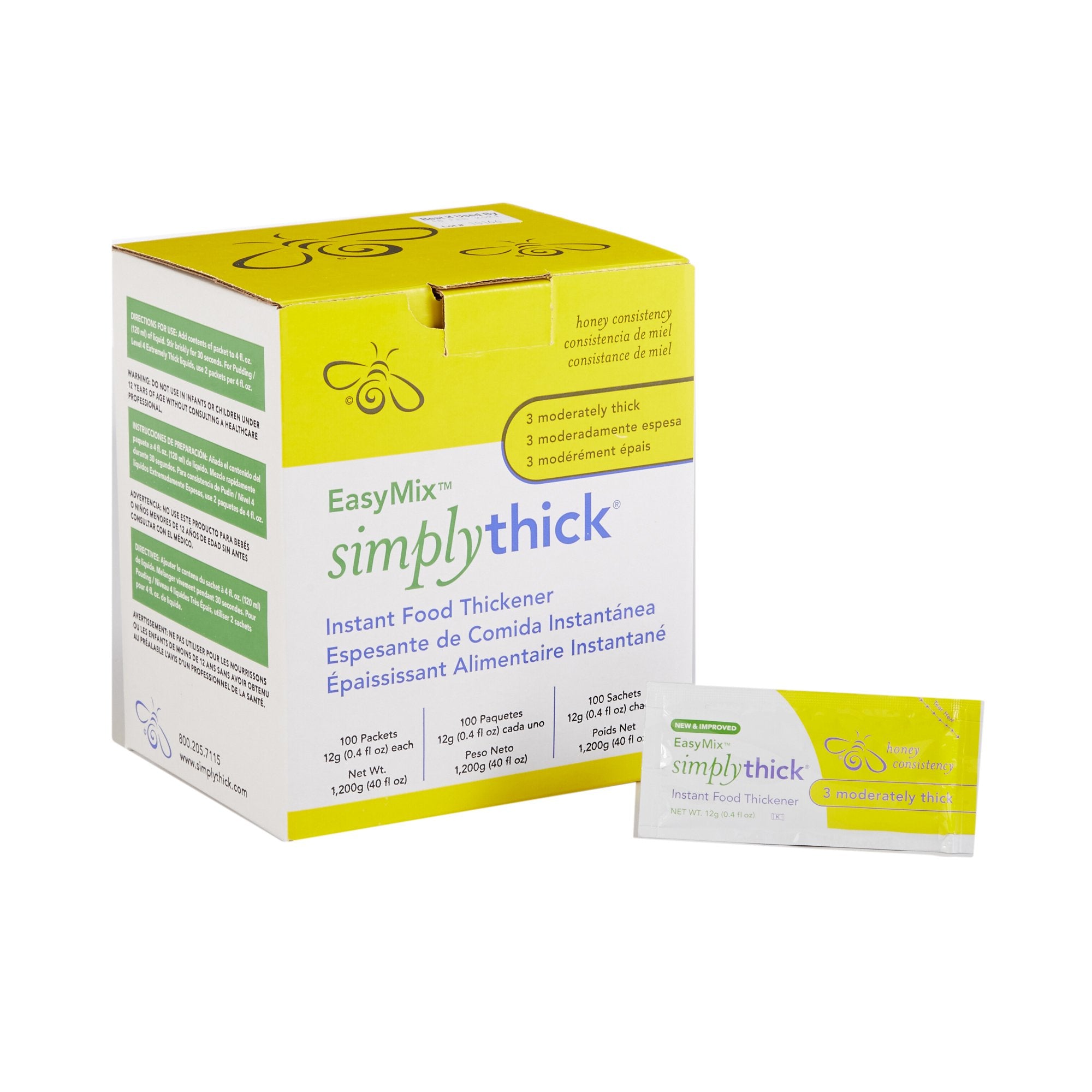 Food and Beverage Thickener SimplyThick Easy Mix 12 Gram Individual Packet Unflavored Gel IDDSI Level 3 Moderately Thick/Liquidized