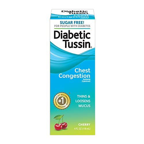 Diabetic Tussin Chest Congestion Relief - 4 Fl oz - Sugar Free Liquid Chest Congestion Medicine, Safe for Diabetics, Cherry Flavored