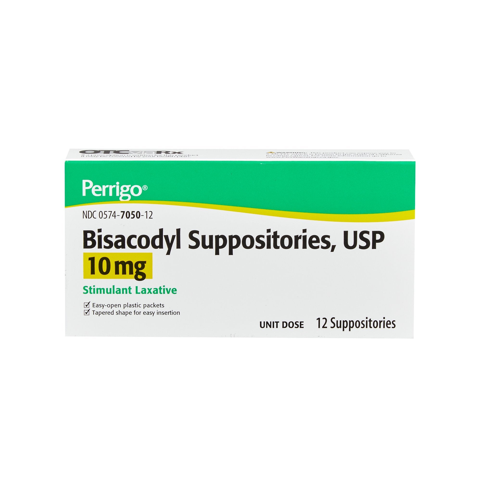 Laxative Perrigo Suppository 12 per Box 10 mg Strength Bisacodyl USP