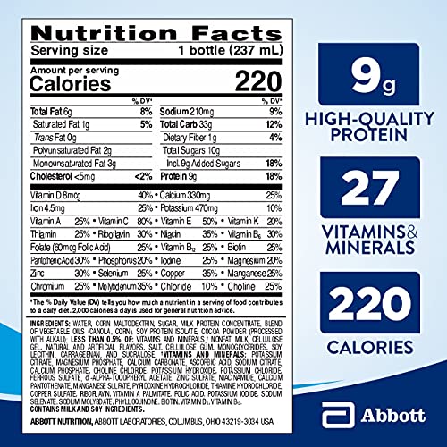 Ensure Original Nutrition Shake, Small Meal Replacement Shake, Complete, Balanced Nutrition with Nutrients to Support Immune System Health, Milk Chocolate, 8 fl oz, 6 Count
