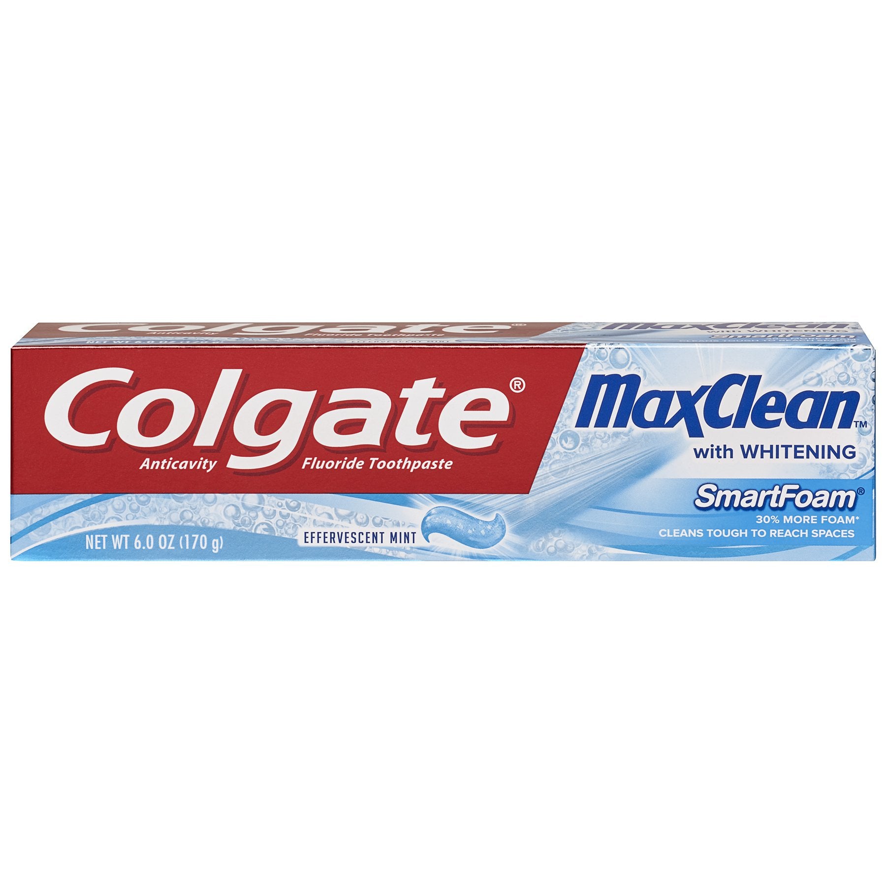 Colgate MaxClean SmartFoam with Whitening Toothpaste, Effervescent Mint 6 oz (Pack of 2)