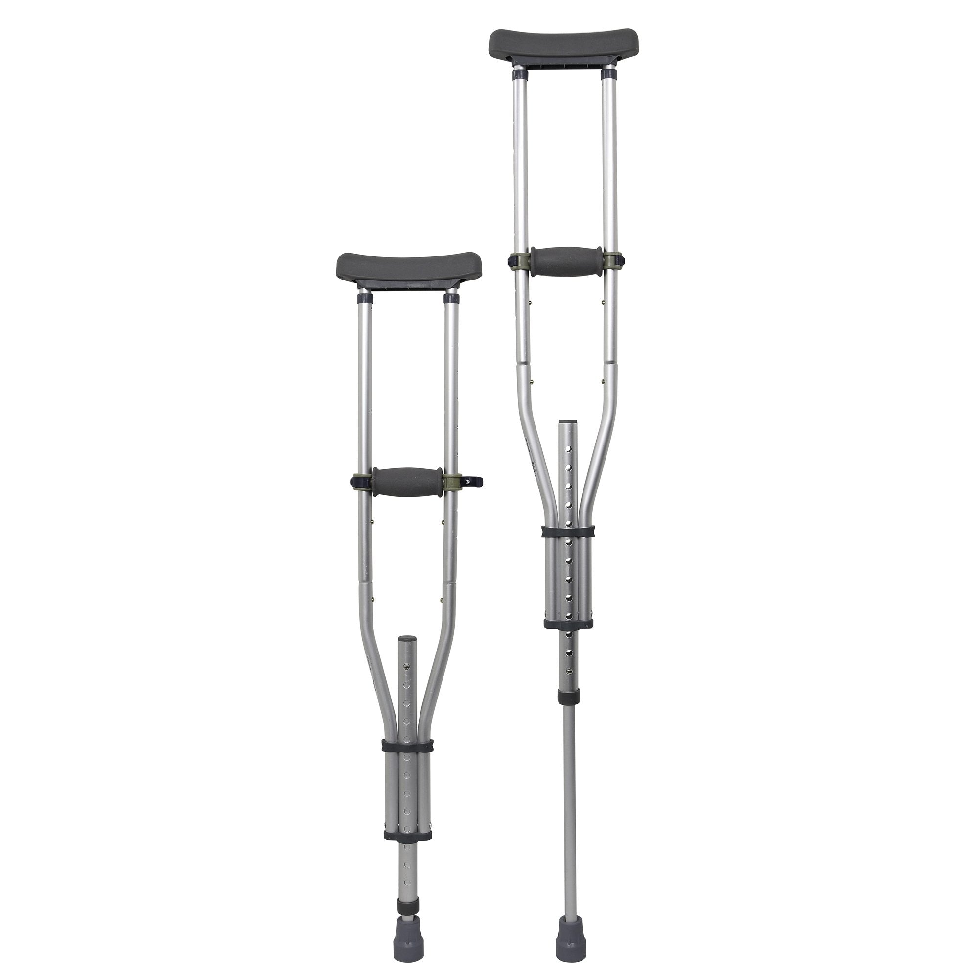 Underarm Crutches McKesson Aluminum Frame Youth / Adult / Tall Adult 300 lbs. Weight Capacity Push Button Adjustment