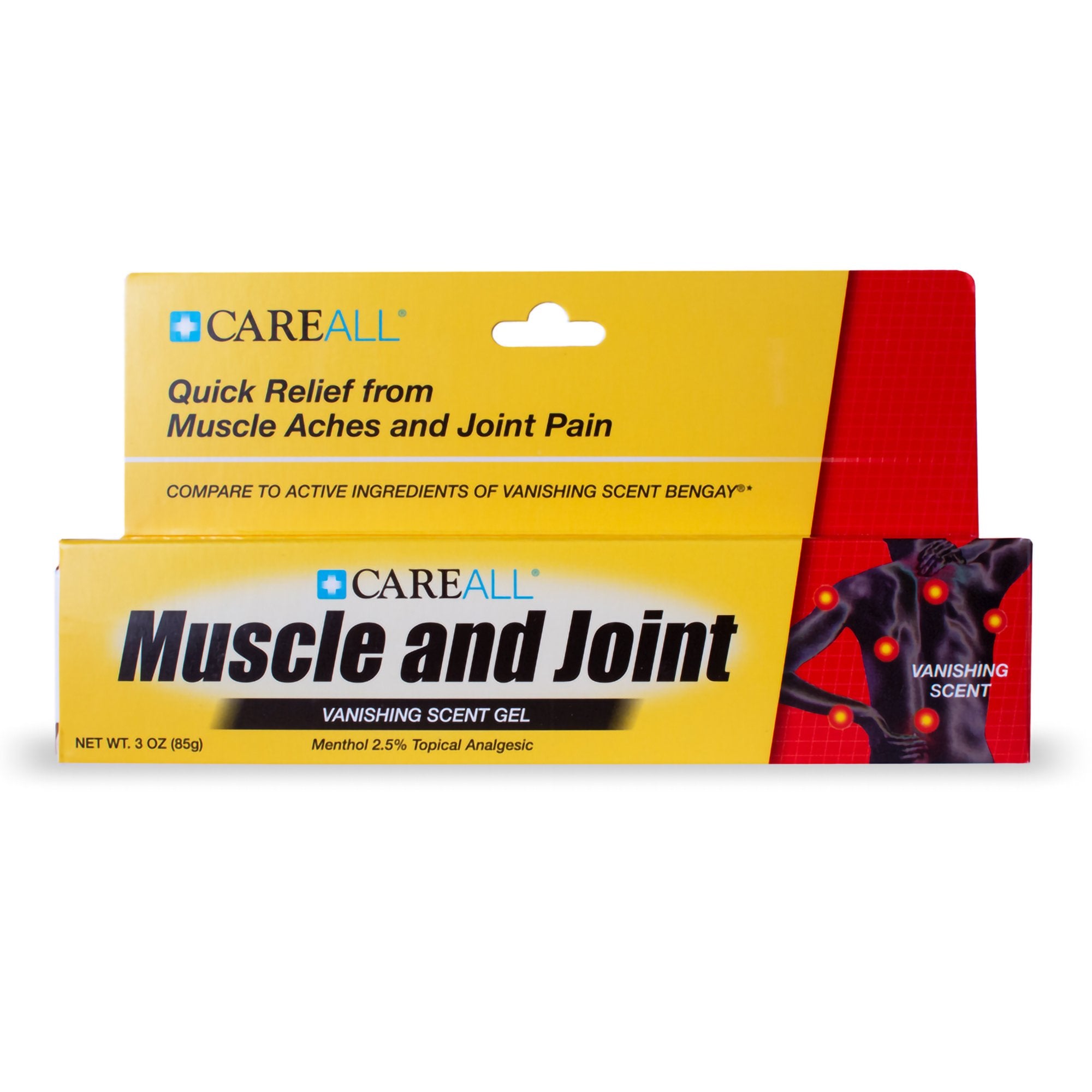 Topical Pain Relief CareAll Muscle and Joint 2.5% Strength Menthol Topical Gel 3 oz.