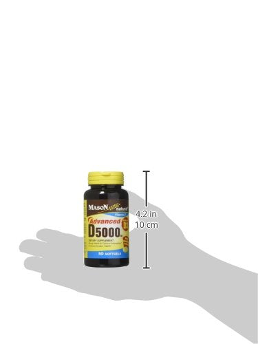 MASON NATURAL Vitamin D3 125 mcg (5000 IU) - Supports Overall Health, Strengthens Bones and Muscles, from Fish Liver Oil, 50 Softgels
