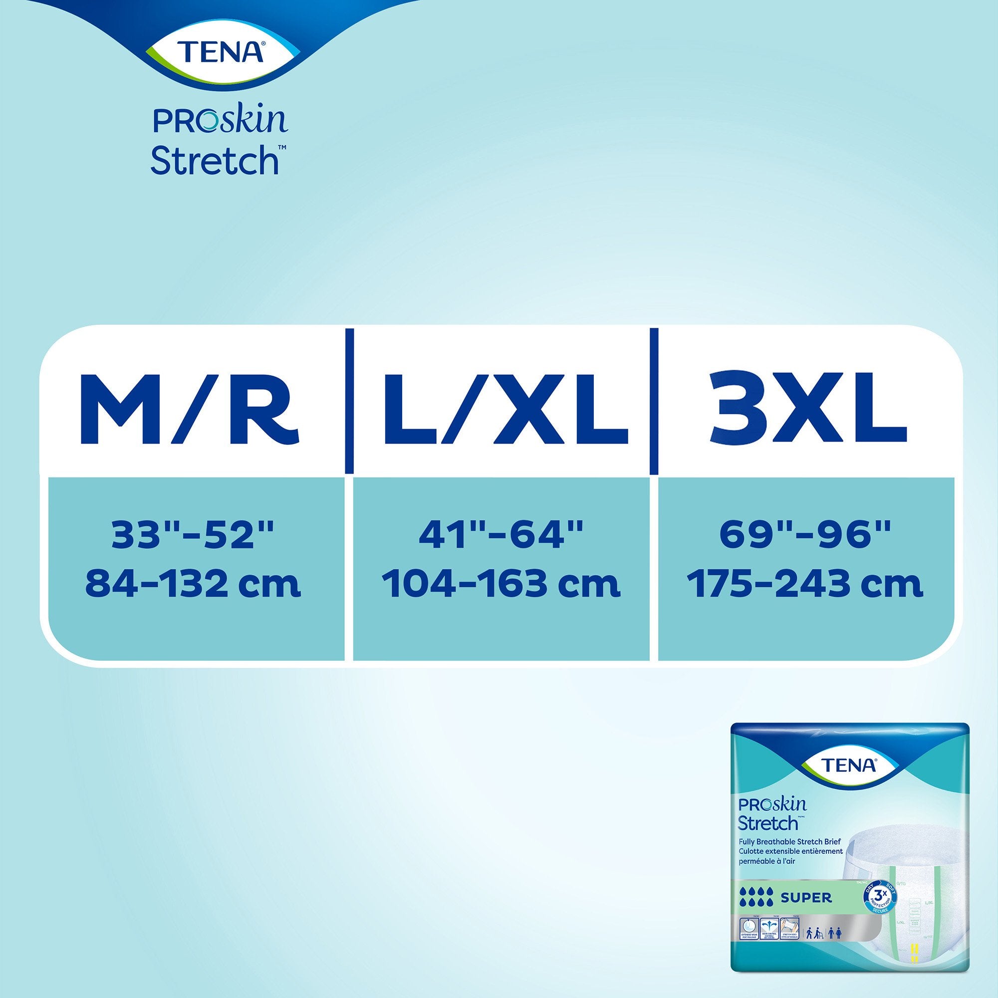 Unisex Adult Incontinence Brief TENA ProSkin Stretch Super Large / X-Large Disposable Heavy Absorbency
