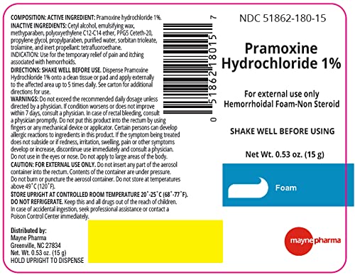 Pramoxine Hydrochloride 1% Hemorrhoidal Foam