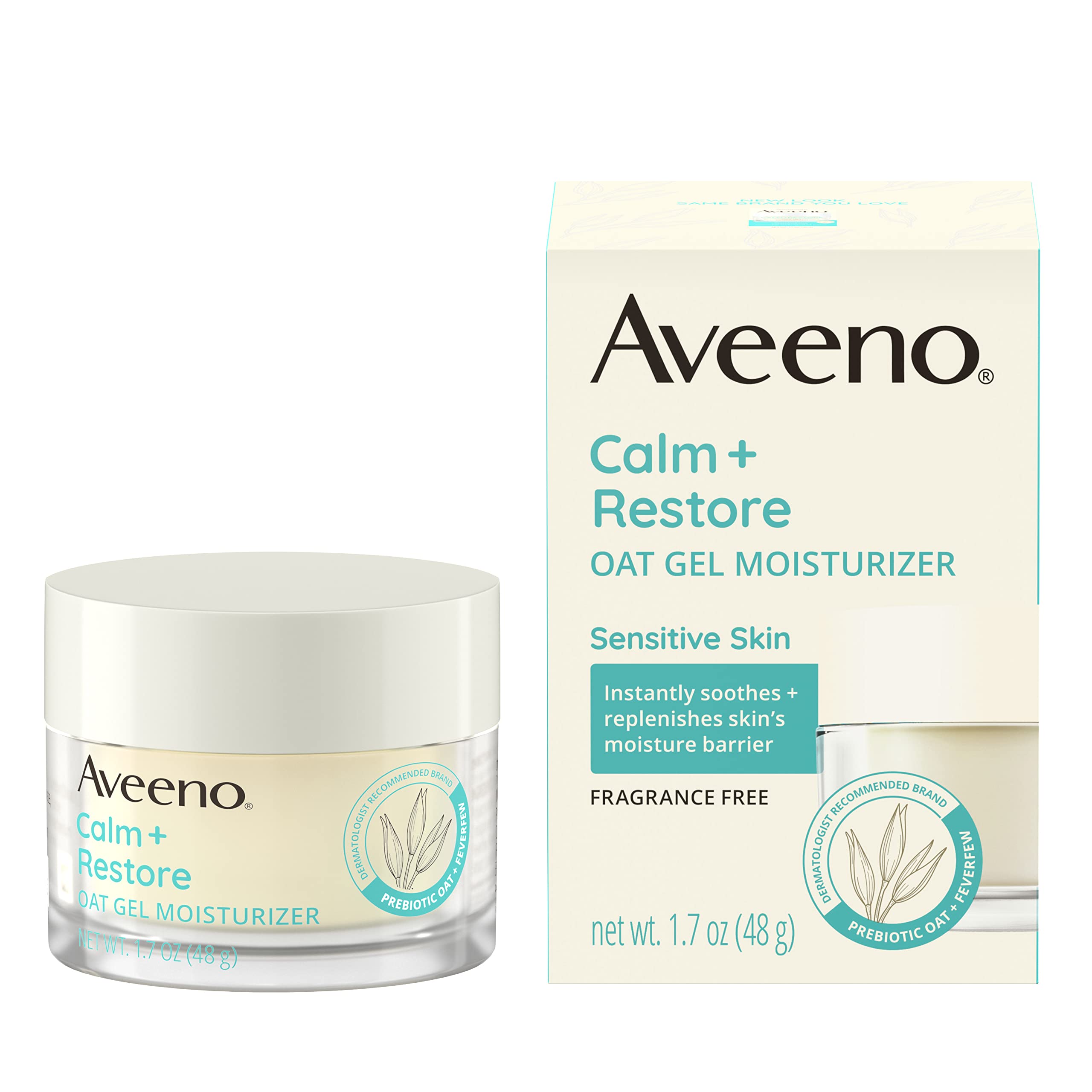 Aveeno Calm + Restore Triple Oat Hydrating Face Serum for Sensitive Skin, Gentle and Lightweight Facial Serum to Smooth and Fortify Skin, Hypoallergenic, Fragrance- and Paraben-Free, 1 fl. Oz