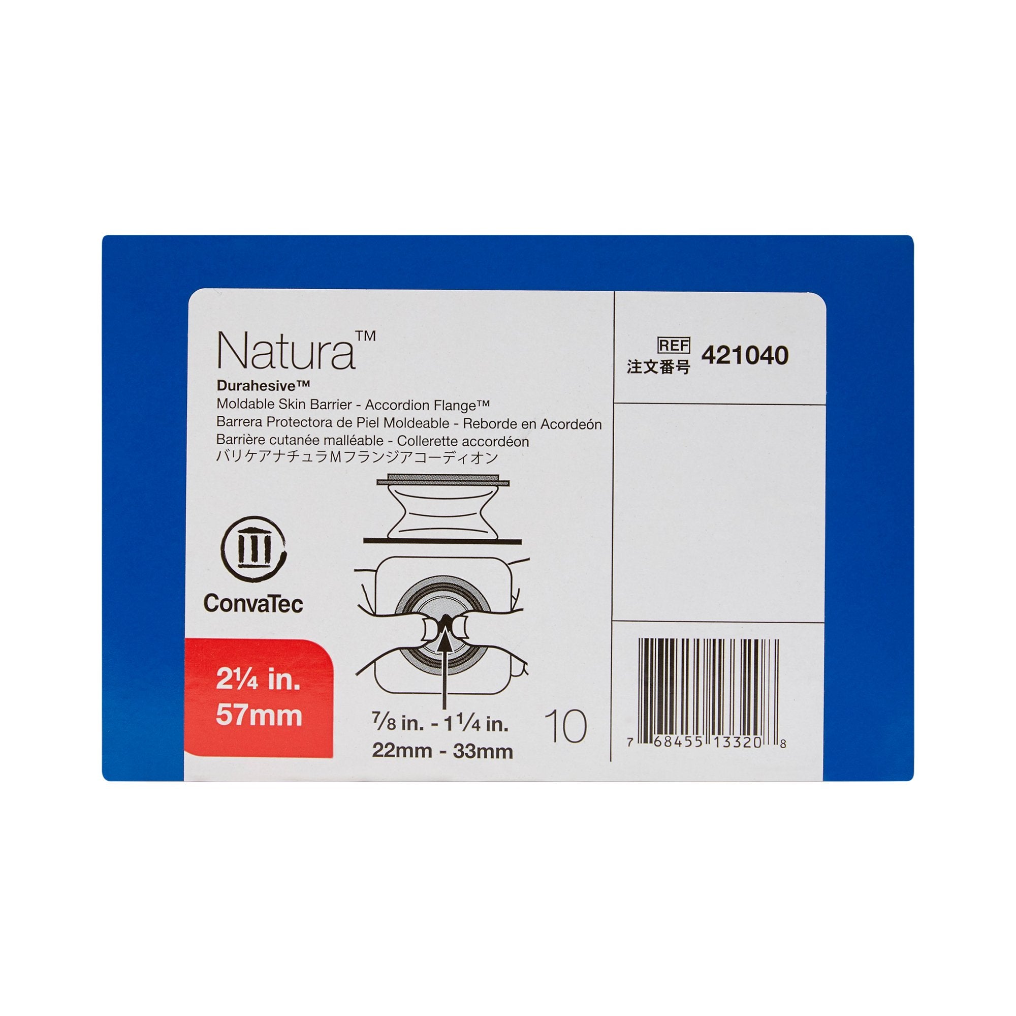 Ostomy Barrier Natura Moldable Durahesive Adhesive 57 mm Flange Sur-Fit Natura System Hydrocolloid Tape Collar 7/8 to 1-1/4 Inch Opening