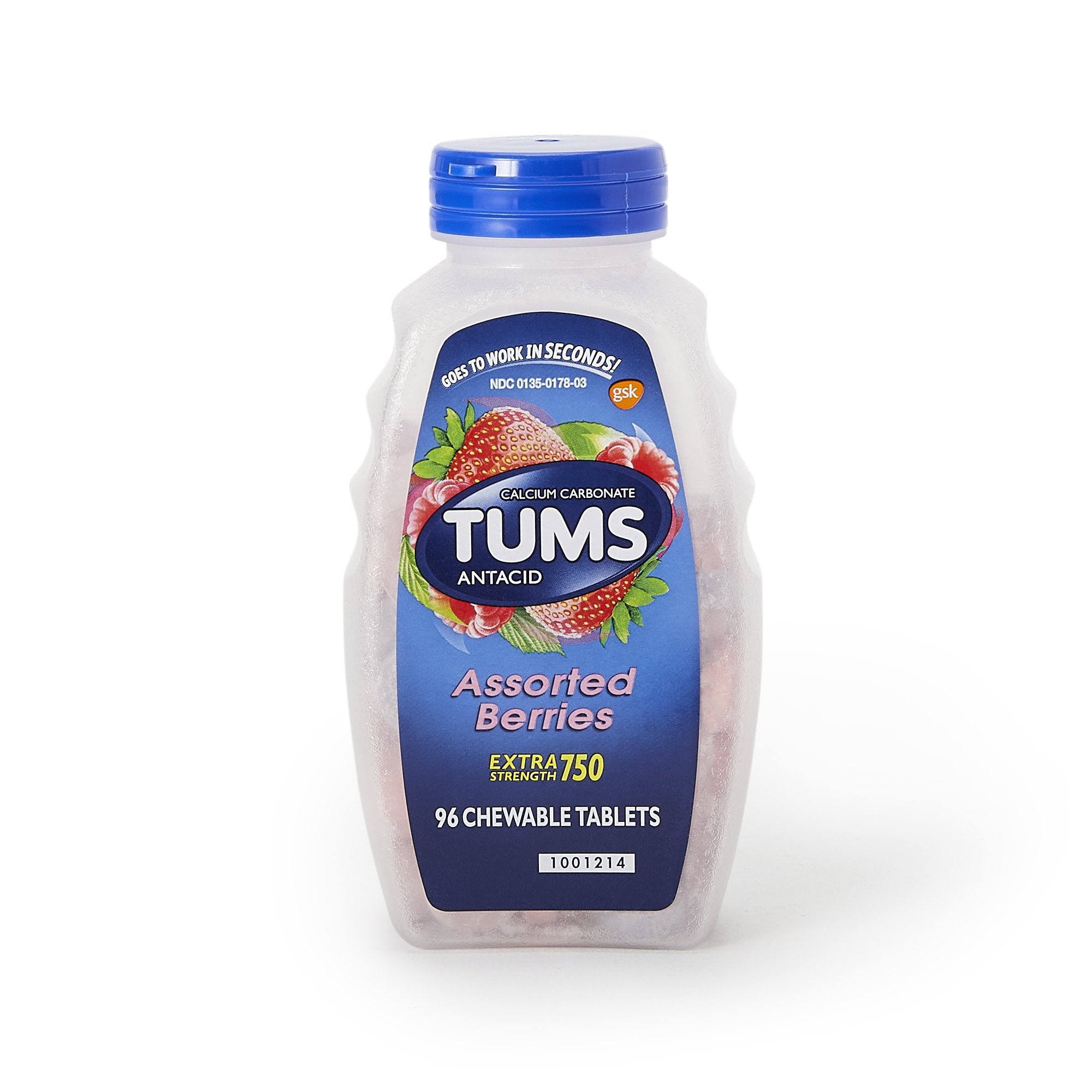 Antacid Tums Extra Strength 750 mg Strength Chewable Tablet 96 per Bottle