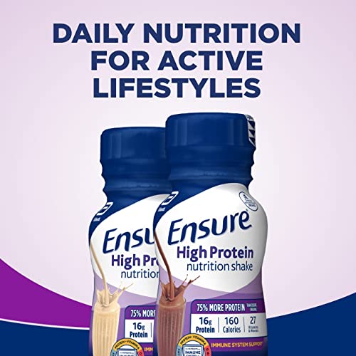 Ensure High Protein Nutritional Shake with 16g of Protein, Ready-to-Drink Meal Replacement Shakes, Low Fat, Milk Chocolate,8 Fl Oz (Pack of 6)