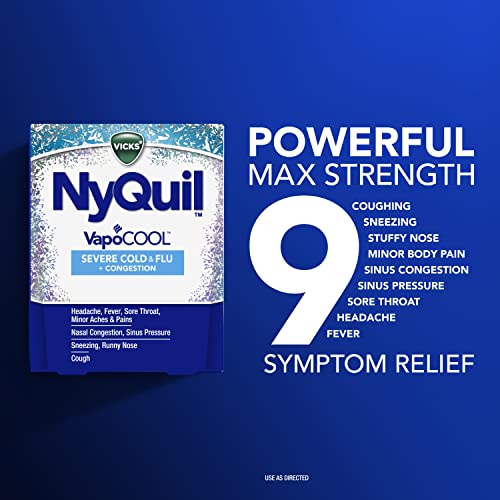 NyQuil SEVERE with Vicks VapoCOOL Cough, Cold & Flu Relief, 24 Caplets - Sore Throat, Fever, and Congestion Relief (Packaging May Vary)